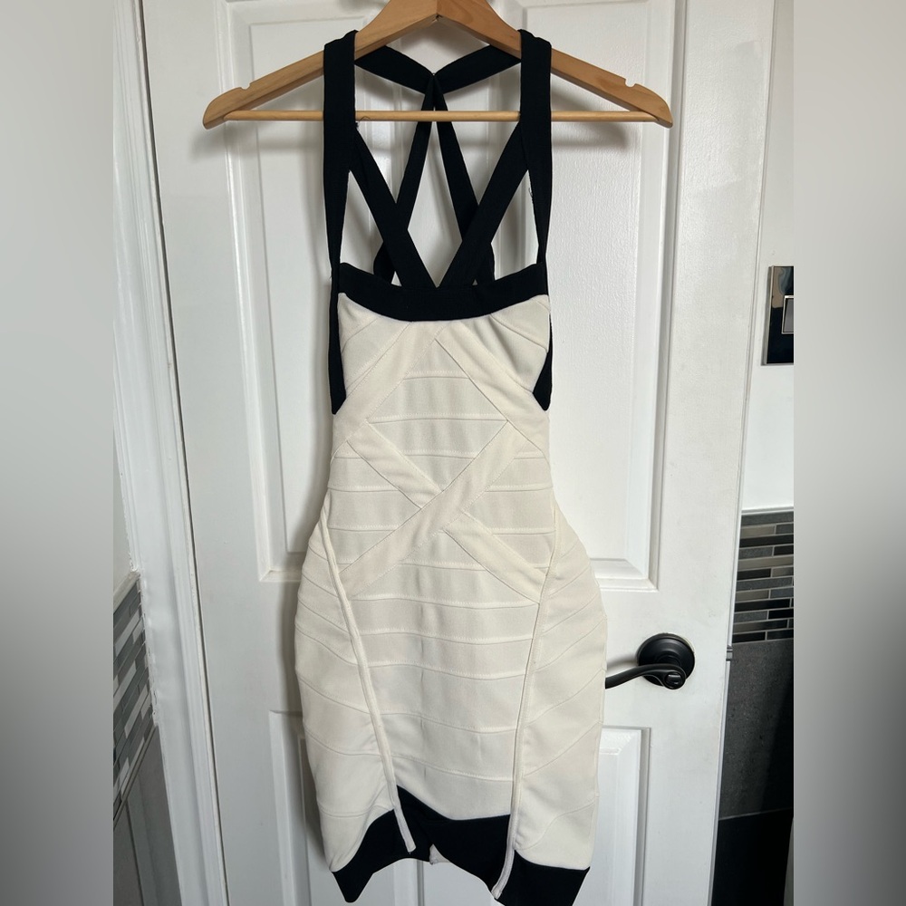 Off-White and Black body-con dress